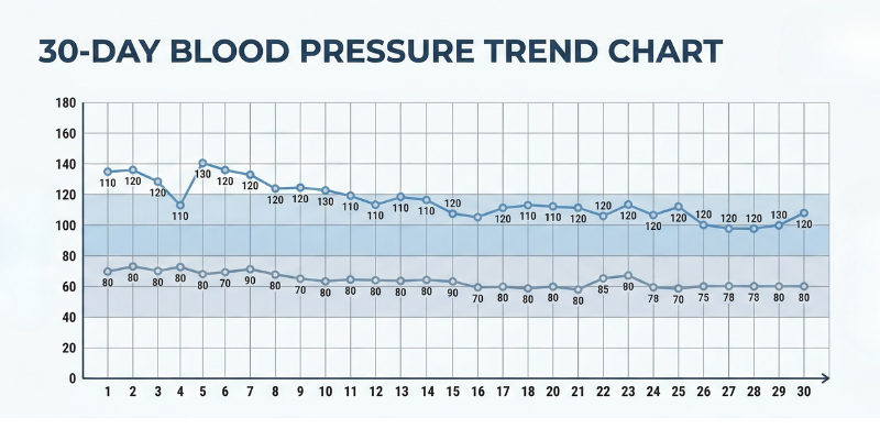 Why Home Monitoring Improves Treatment Blood Pressure - Chart for 30 days
